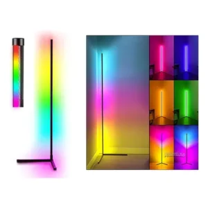 Lampe de sol d'angle LED RGB moderne avec télécommande et effets lumineux dynamiques