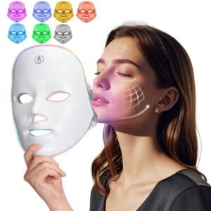 Masque Facial et Cou LED Thérapie par Lumière Rouge & Infrarouge Silicone Médical 510K - Anti-Acné & Anti-Âge