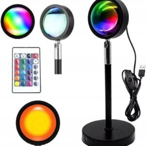 Lampe Projecteur Coucher de Soleil LED RGB - Lampe d'Ambiance Rotative USB